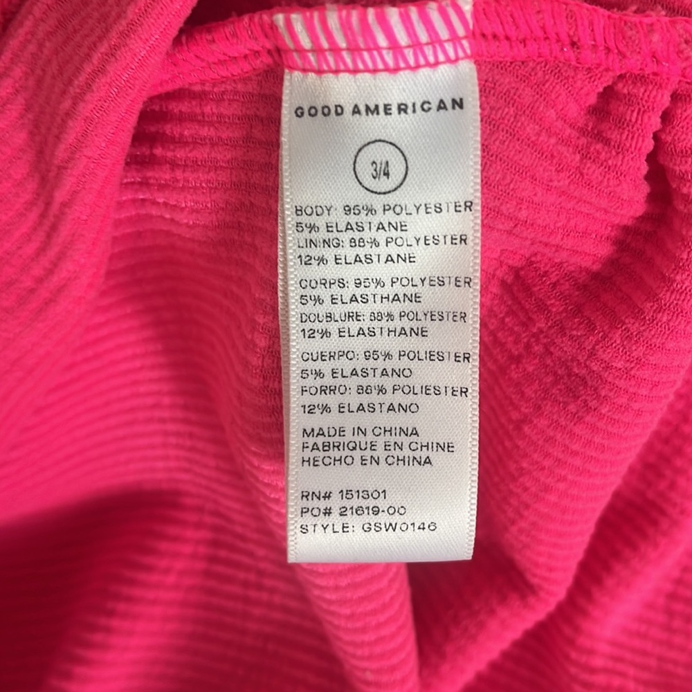 Good American Swimsuit, Sz 3/4 neon pink with cool texture. - Picture 6 of 13